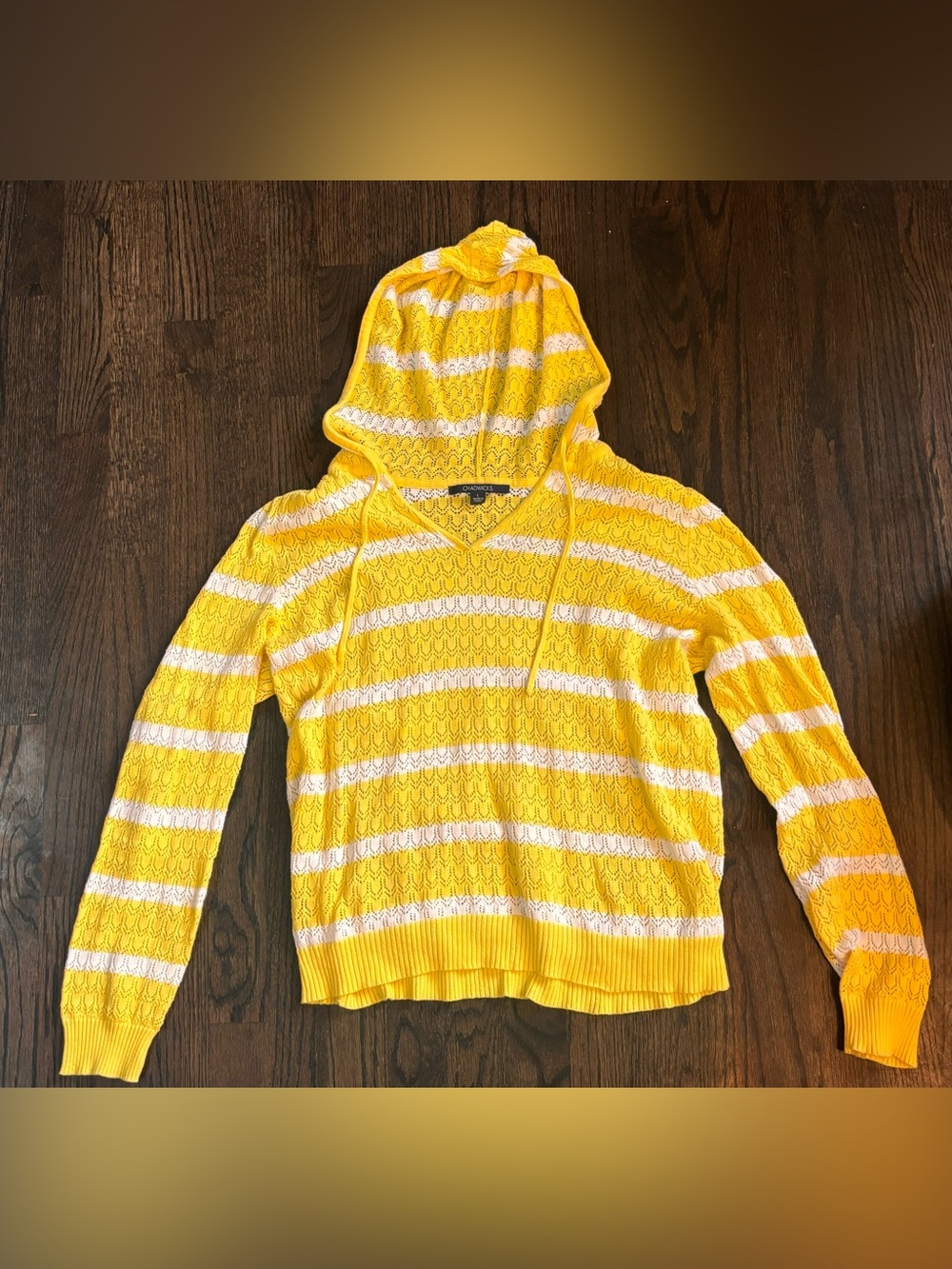 Chadwick’s Yellow Loose Knit Hoodie Size L
